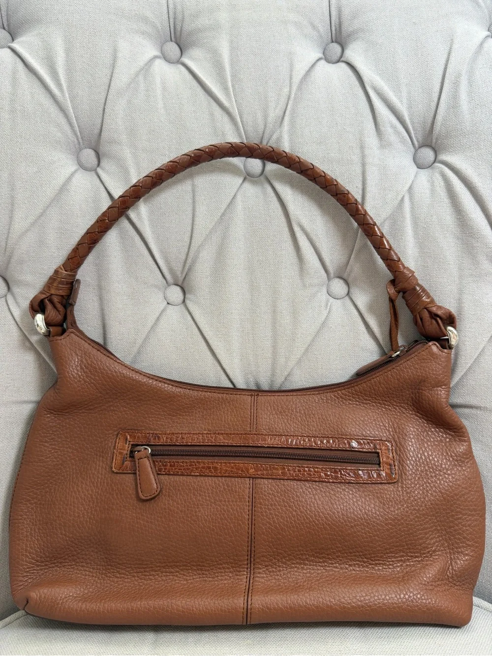 Brighton Brown Genuine Leather Purse with Woven Handle Handbag